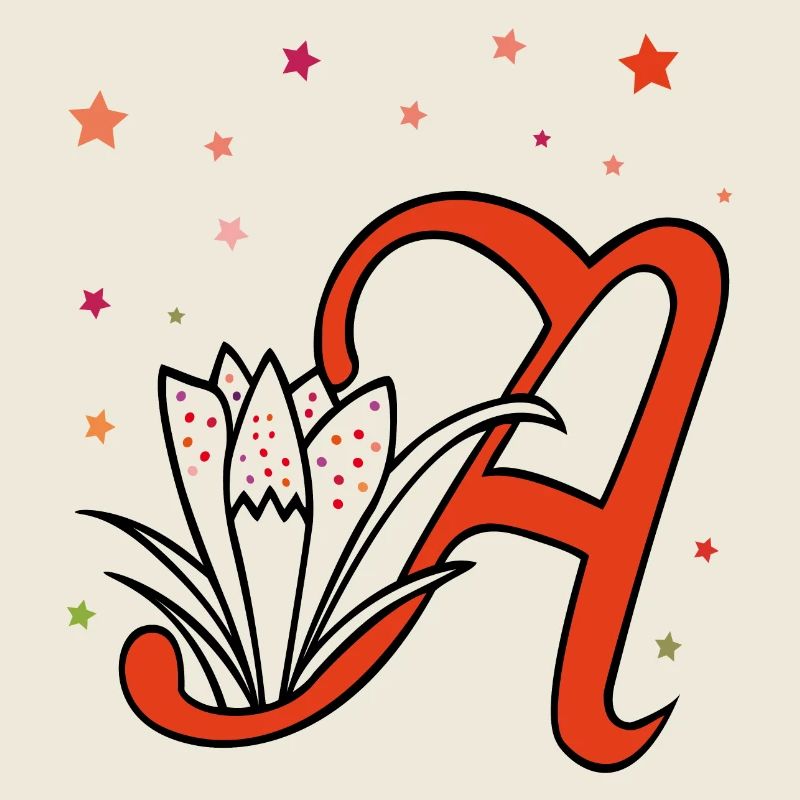 Lettre, initiale, fleur