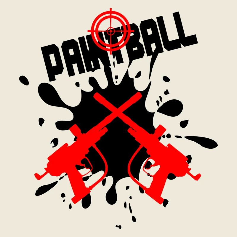 Cible de paintball avec deux pistolets rouges