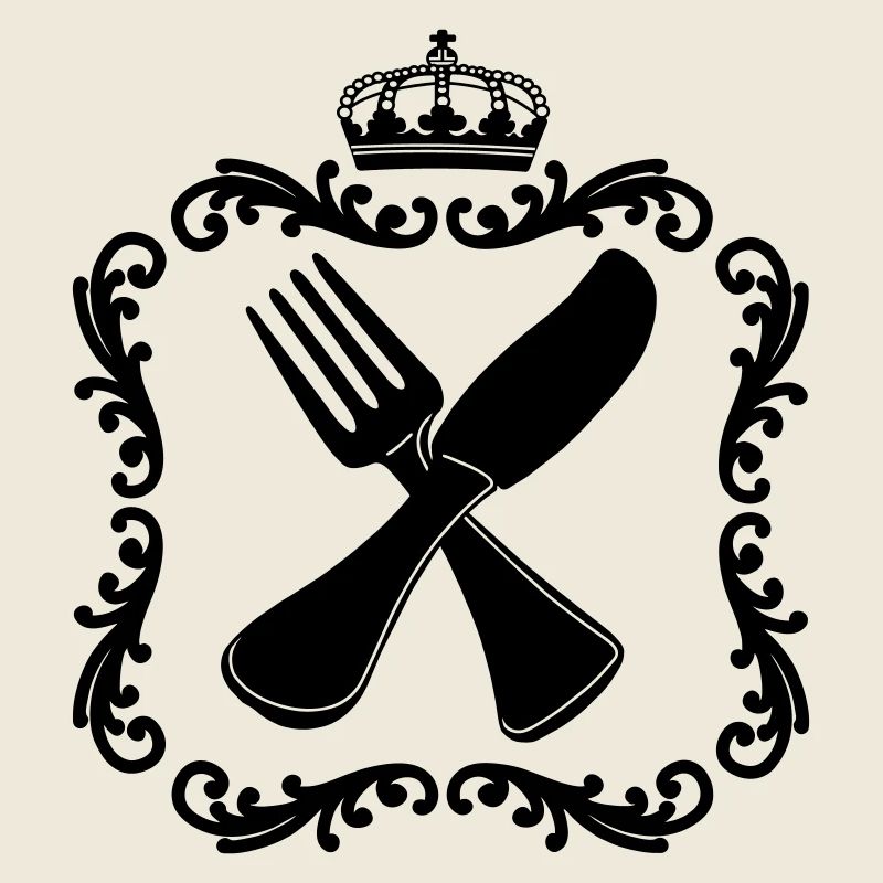 Cadre de couverts avec couronne pour logo de restaurant
