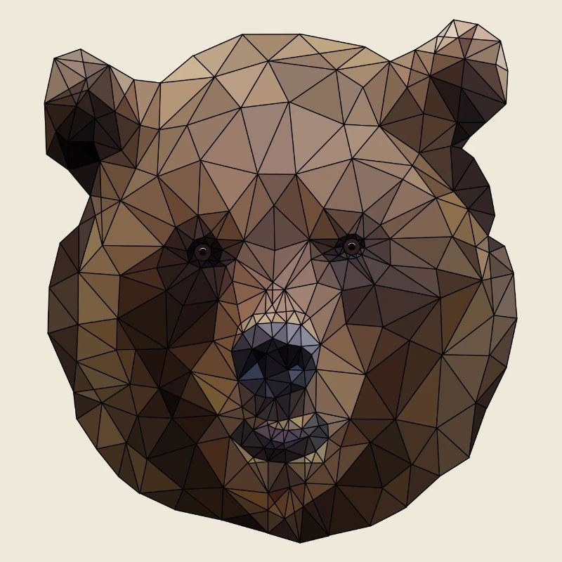 Polygonal Brown Bear Triangulaire Low Poly Art