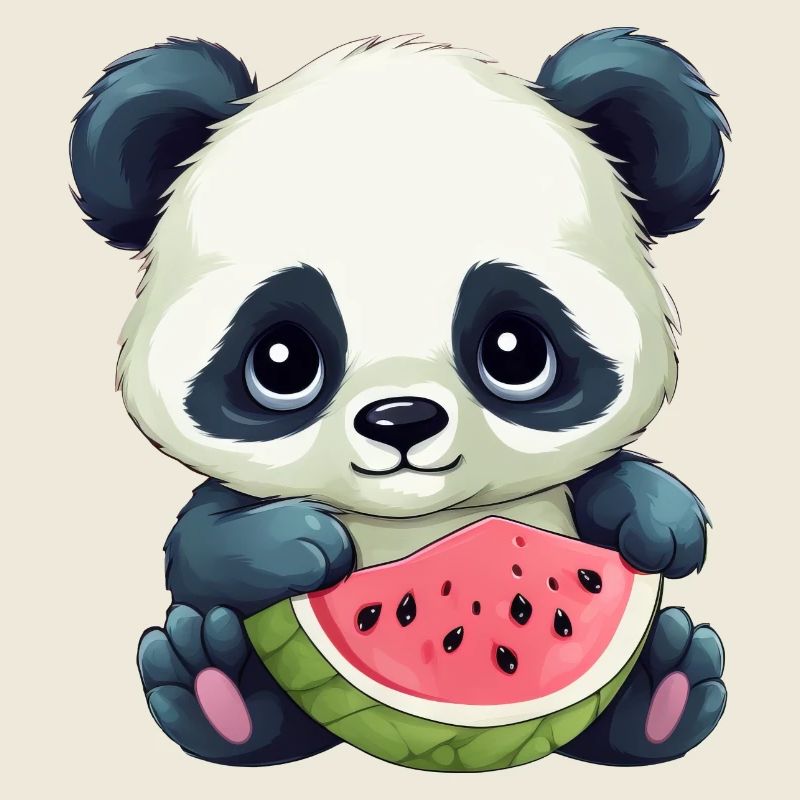 Panda mignon à la pastèque