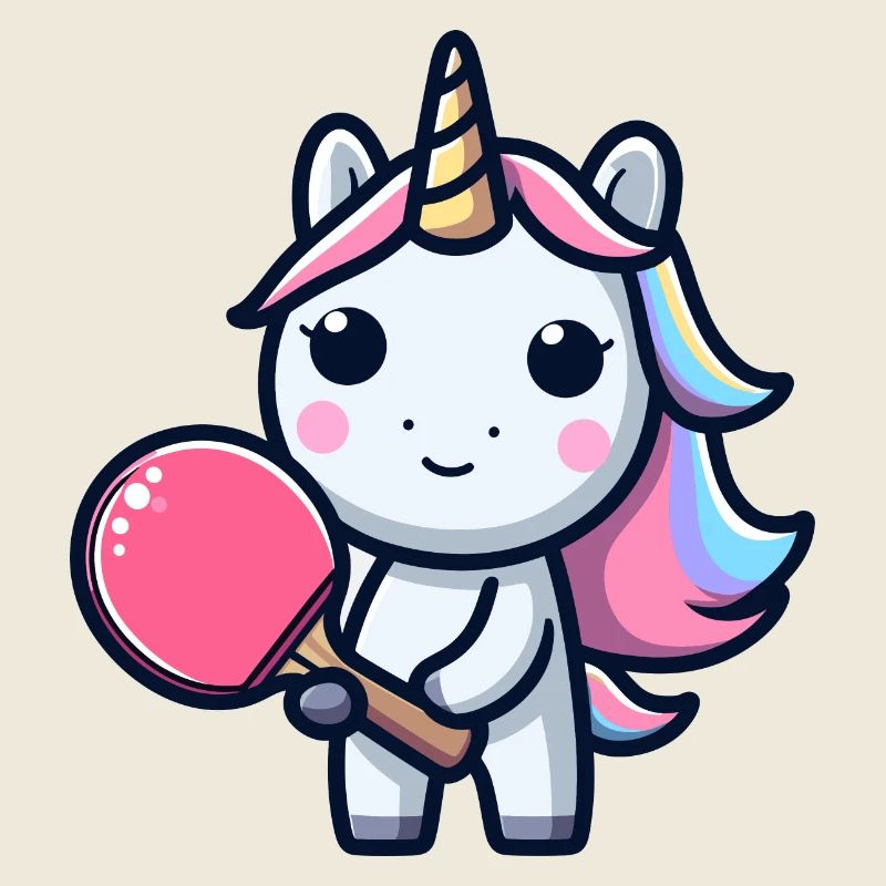 Licorne Licorne avec raquette de tennis de table pour