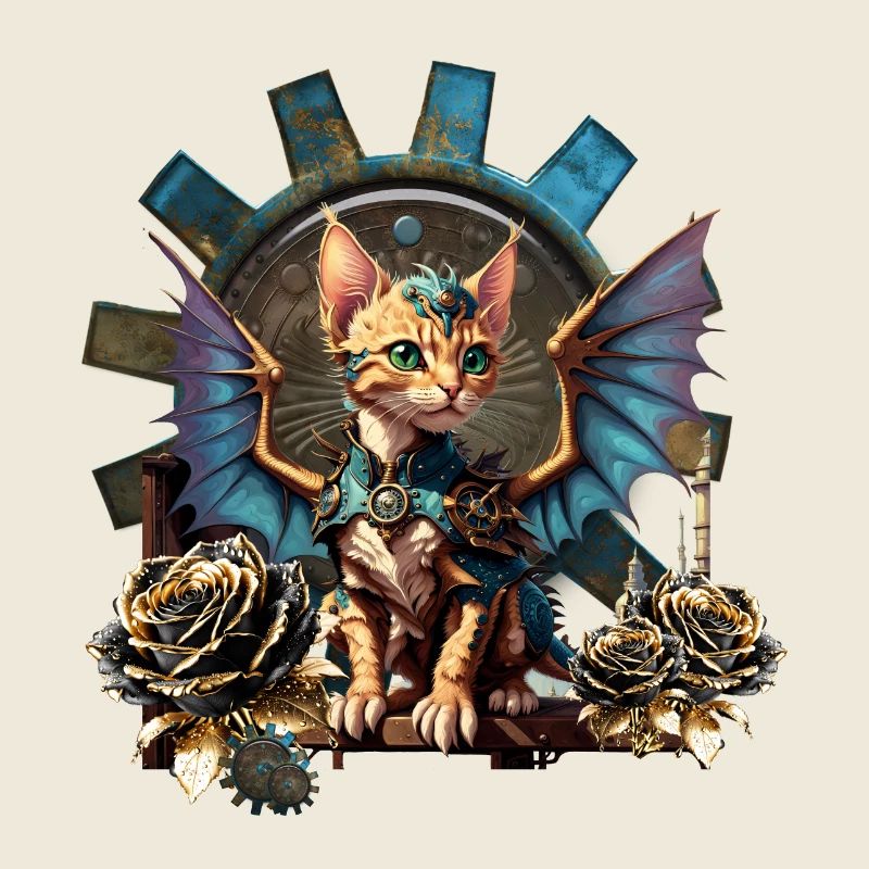 Wunderbare Fantasy-Steampunk-Katze.
