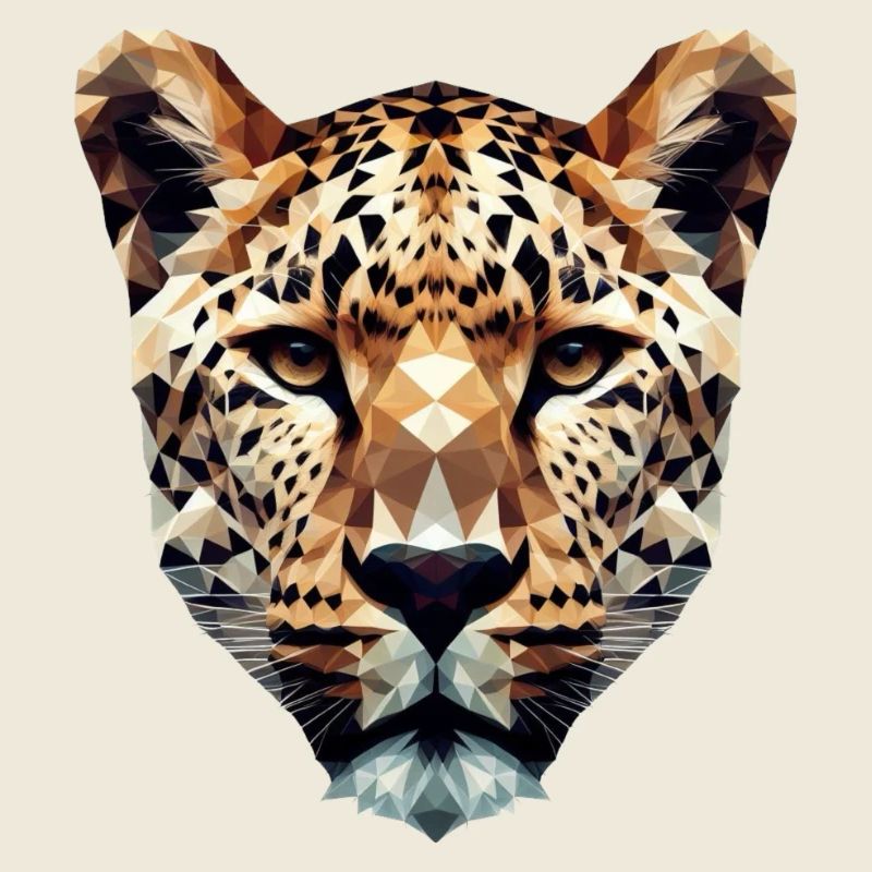 Ein Leopardenkopf im Polygon-Stil