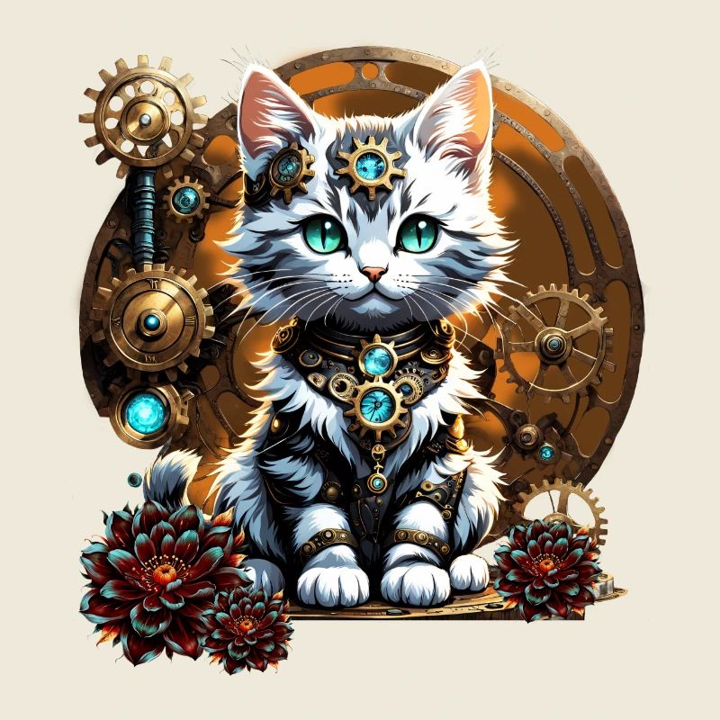 Un mignon petit chaton de style steampunk