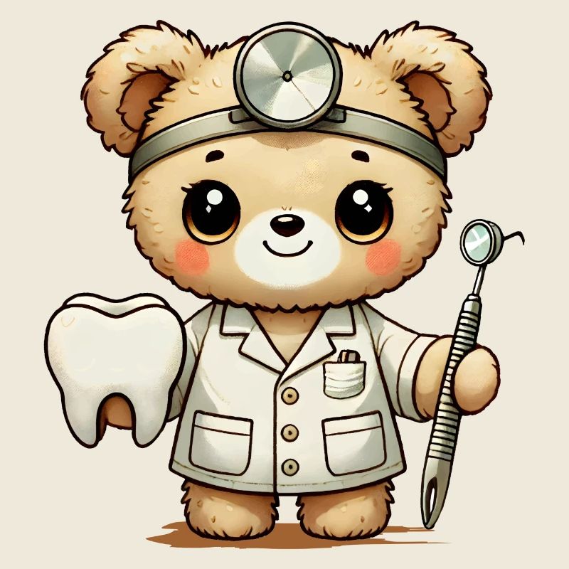 Peluche Teddy Dentiste avec miroir dentaire et buccal