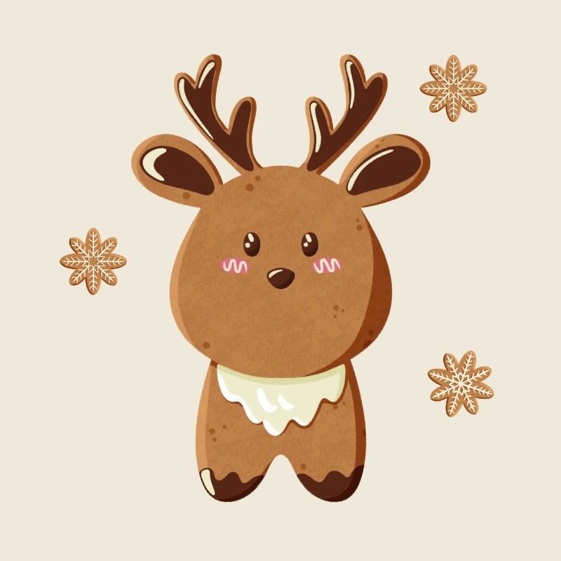 Mignon renne avec des flocons de neige