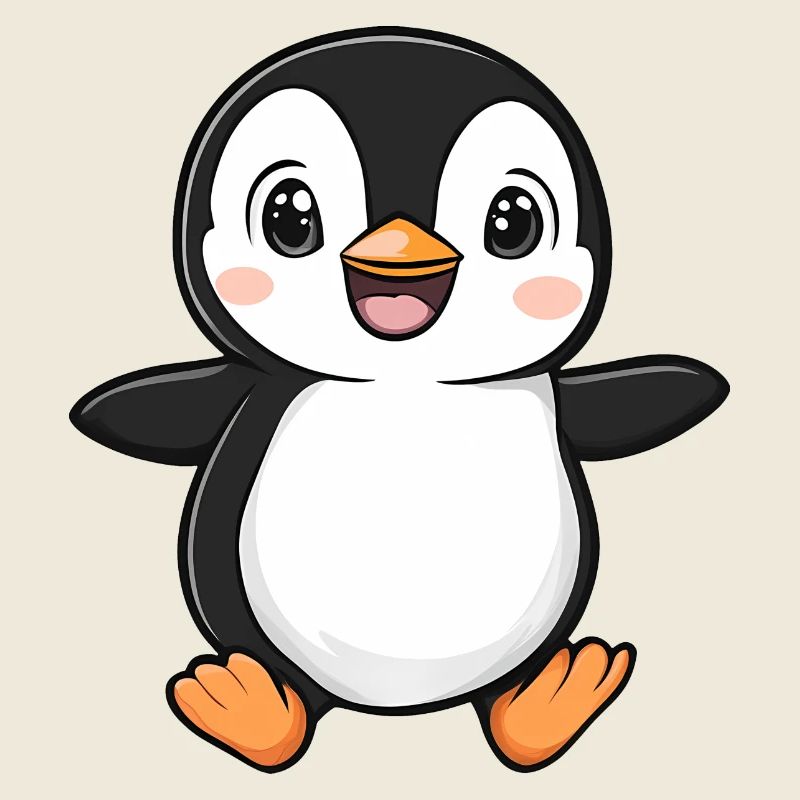 Mignon Adorable Pingouin - Conception de dessin animé charmant