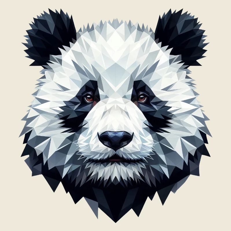 Panda Face Polygon Art Geometry