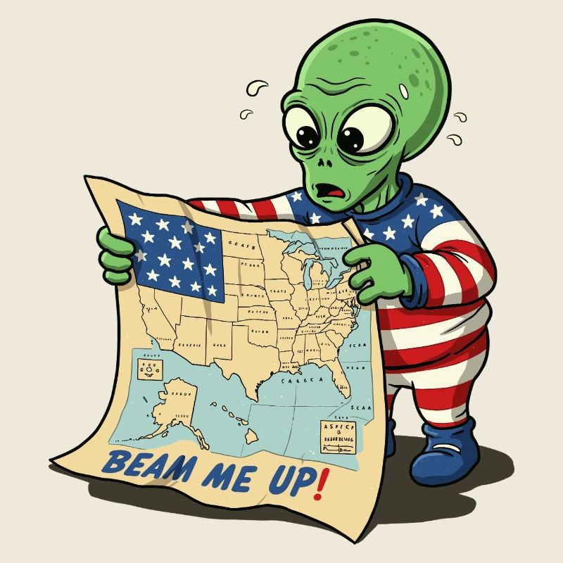 Cute Alien with USA Map