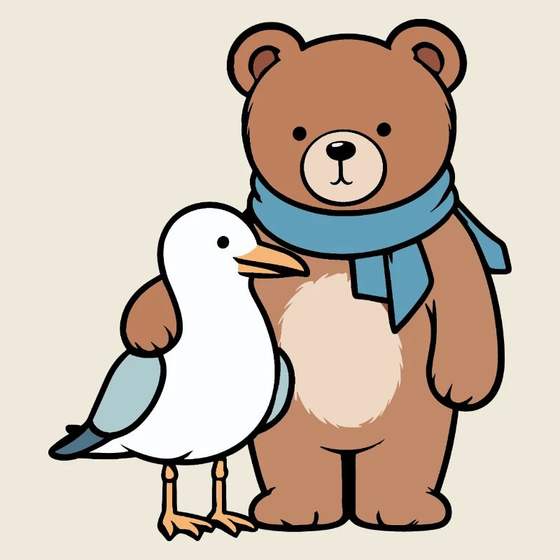 Niedlicher Bär und Vogel Design