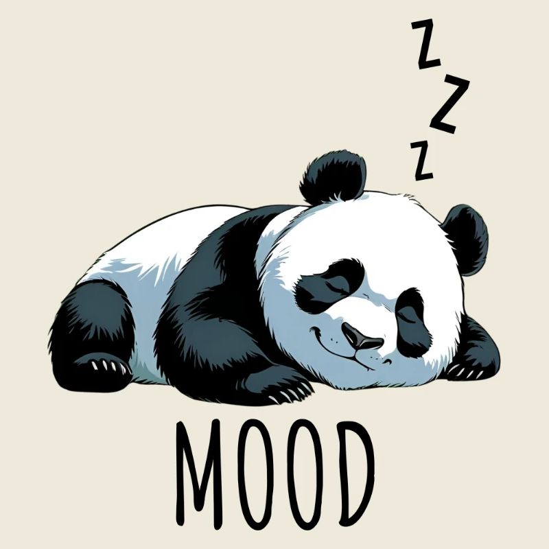 Panda endormi avec inscription « Mood »