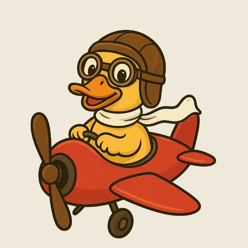 Abenteuer-Ente im Pilotenkostüm