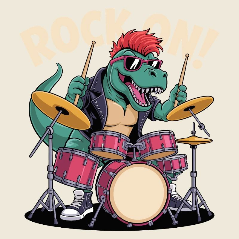 Batteur de dinosaure T-Rex punk rock - Percussions