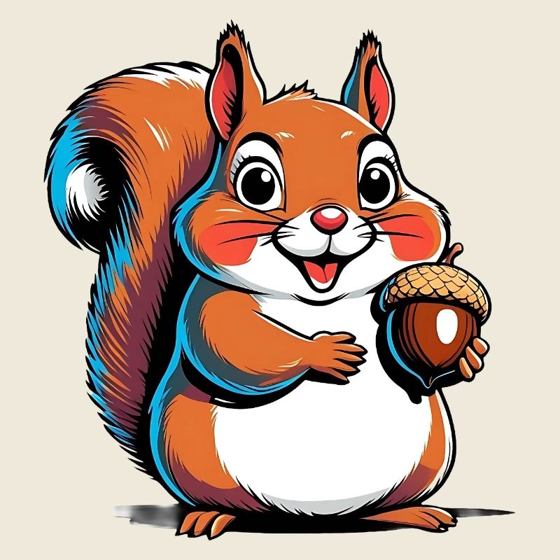 Niedlicher Eichhörnchen Druck mit Eichel