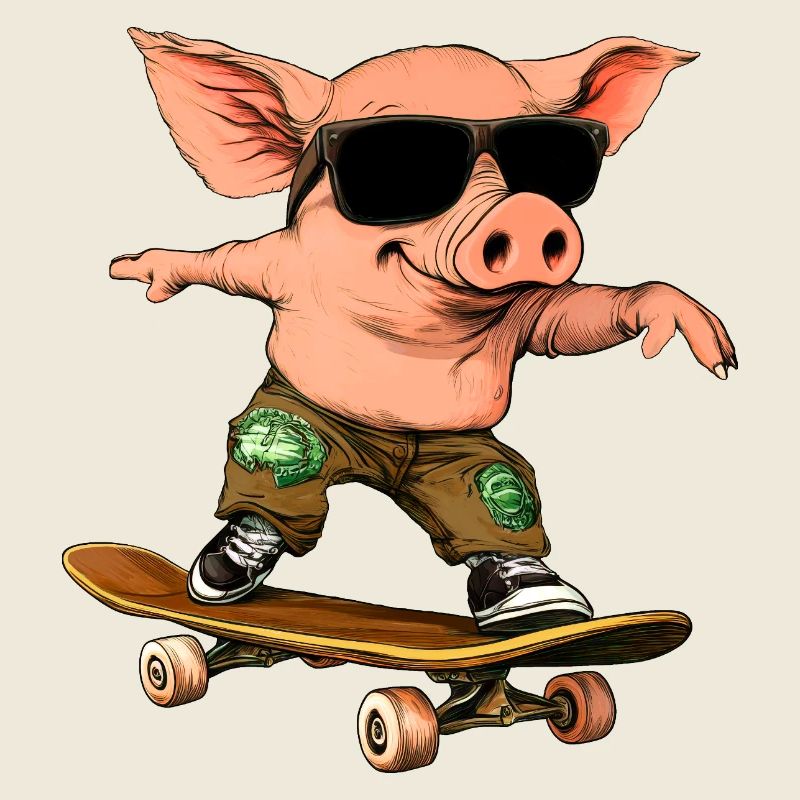 Skateboarder Piglet