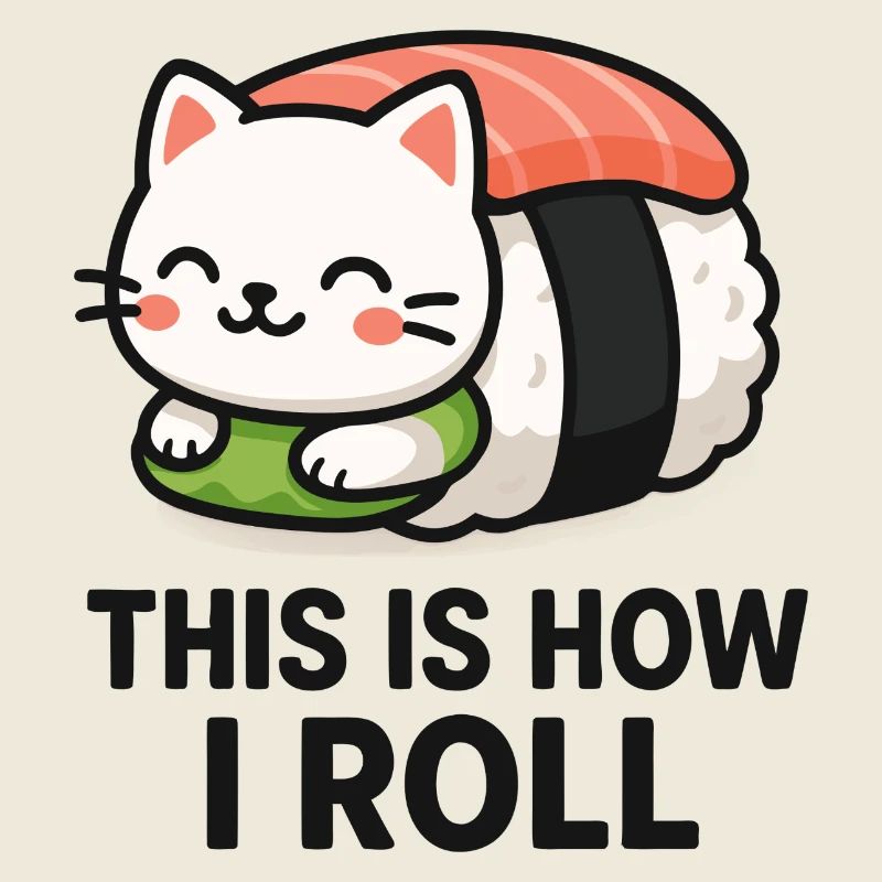Katzen Sushi Illustration
