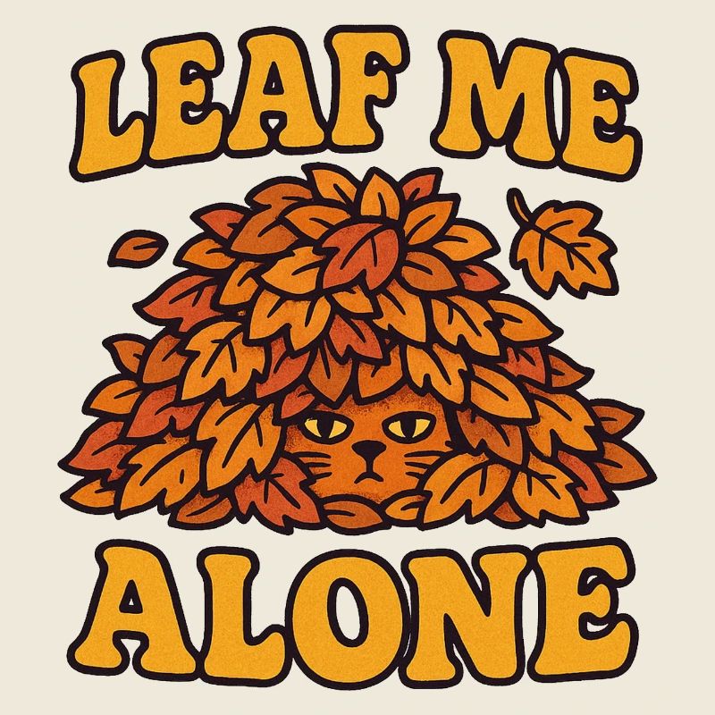 Illustration de chat avec une feuille d'arbre d'automne