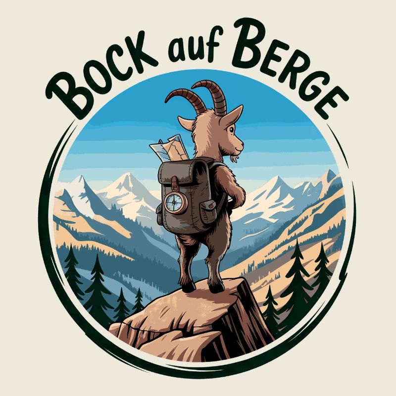 Bergsteiger Ziege auf dem Gipfel