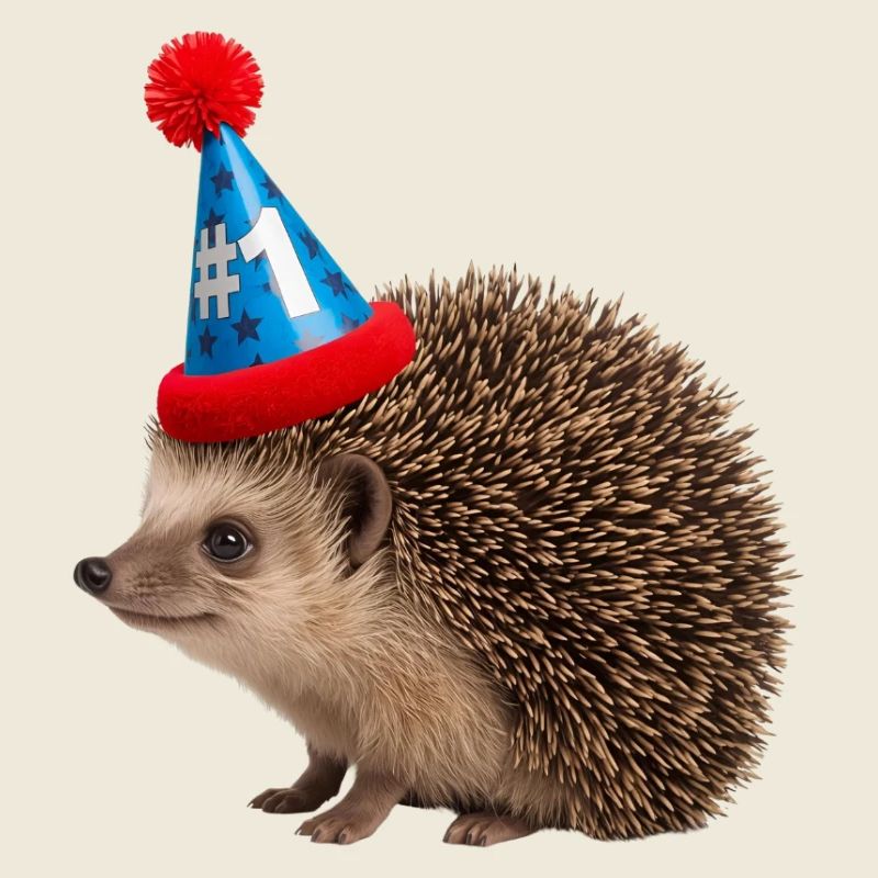 Hérisson festif avec chapeau de fête