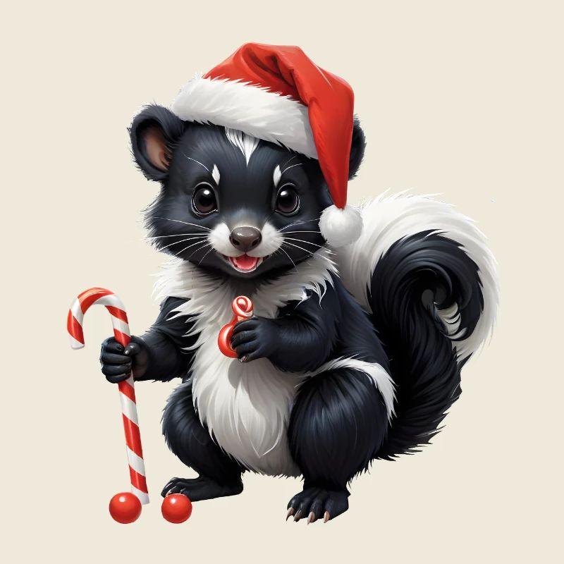 Moufette de Noël sucrée avec canne