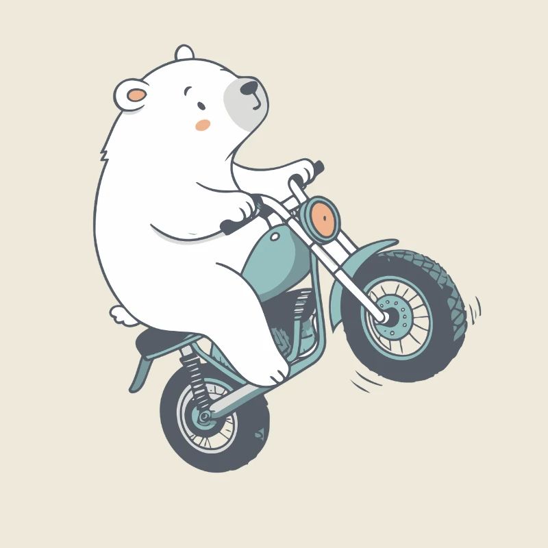 Polar Bear on Vintage Motorcycle