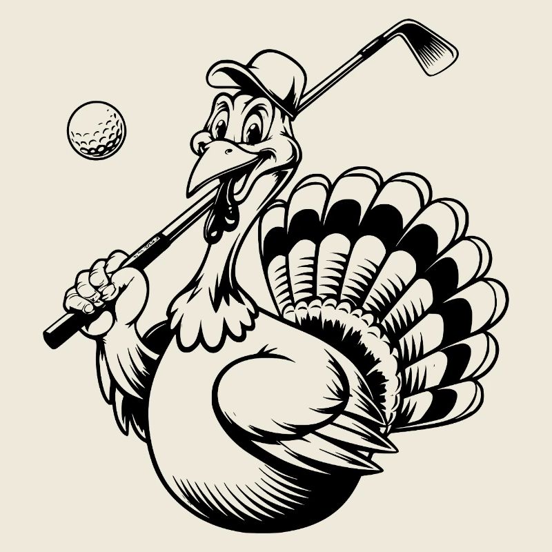 Turkey Playing Golf Thanksgiving