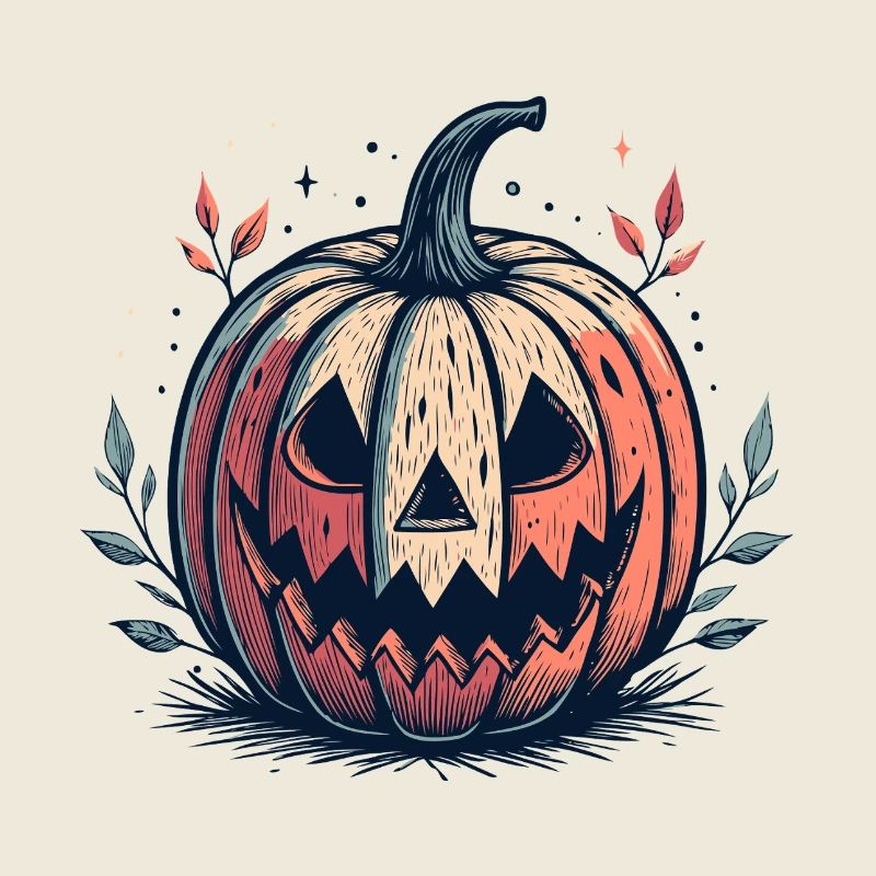 Halloween Night Style Carved Pumpkin
