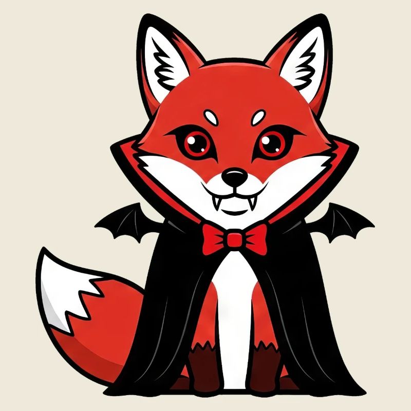 mignon Halloween renard vampire dessin animé Chibi design