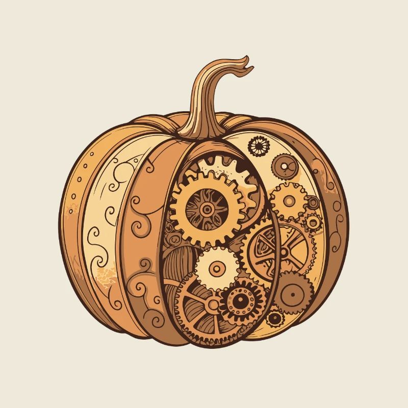 Citrouille steampunk mécanique