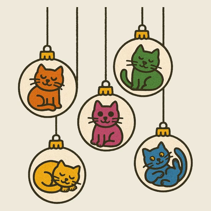 Défilé de boules de cinq chats