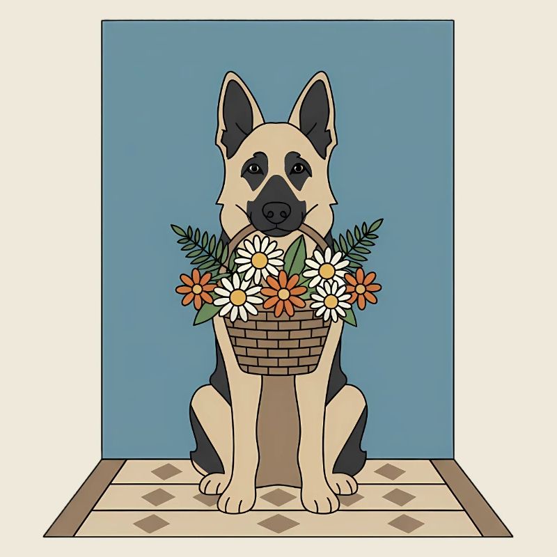 Corbeille de fleurs chien : Berger allemand