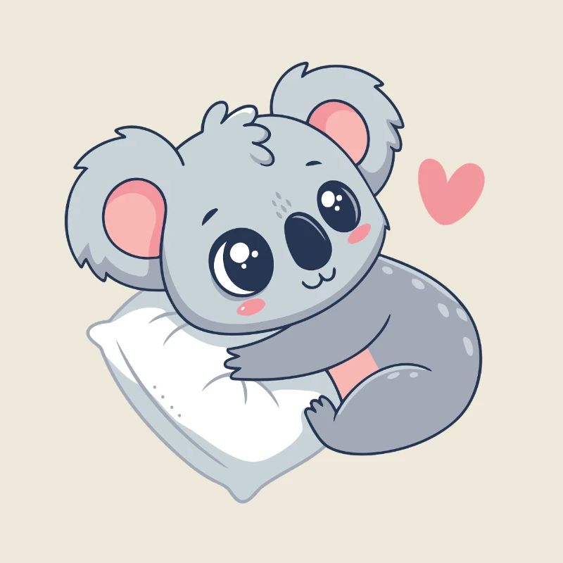 Koala câlin sur coussin pastel