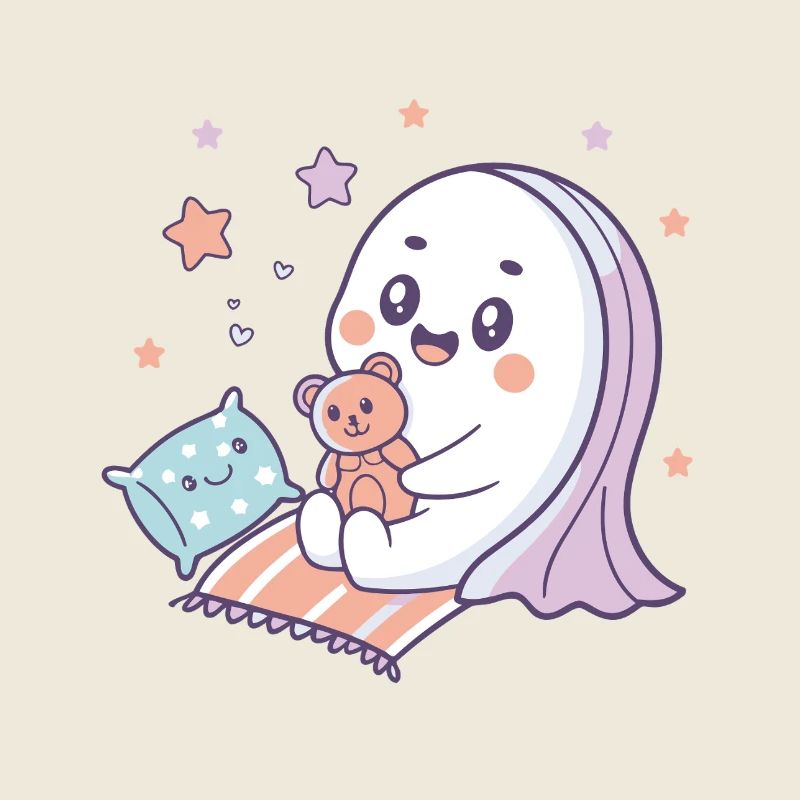 Fantôme kawaii nuit étoilée