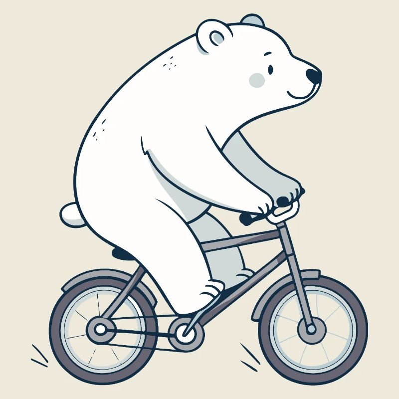 Polar bear on cartoon bike