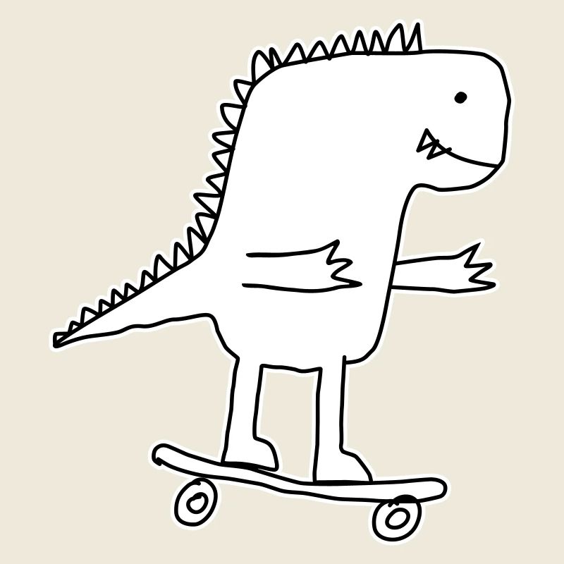 Dino Skateboard Cartoon, Coole Saurier Nerd Kinder