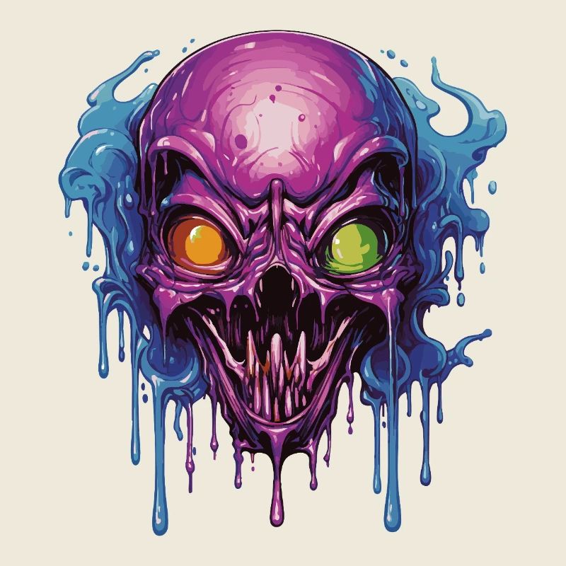 Psychedelischer Skull in Lila und Blau 