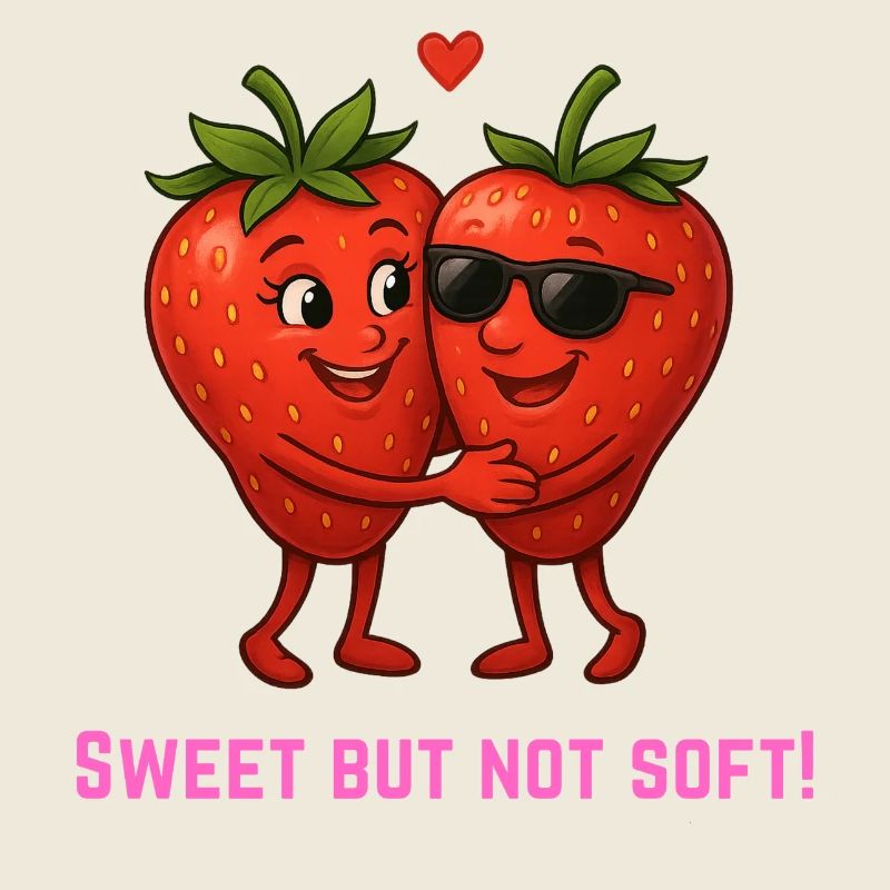 Fraises sucrées couple dessin animé