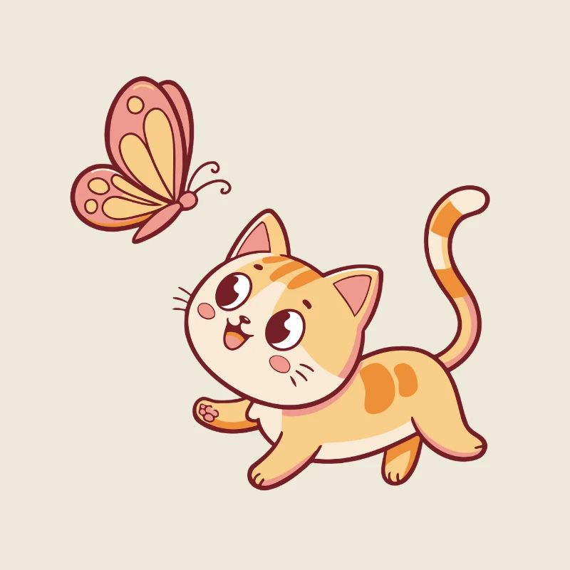 Chat curieux et papillon