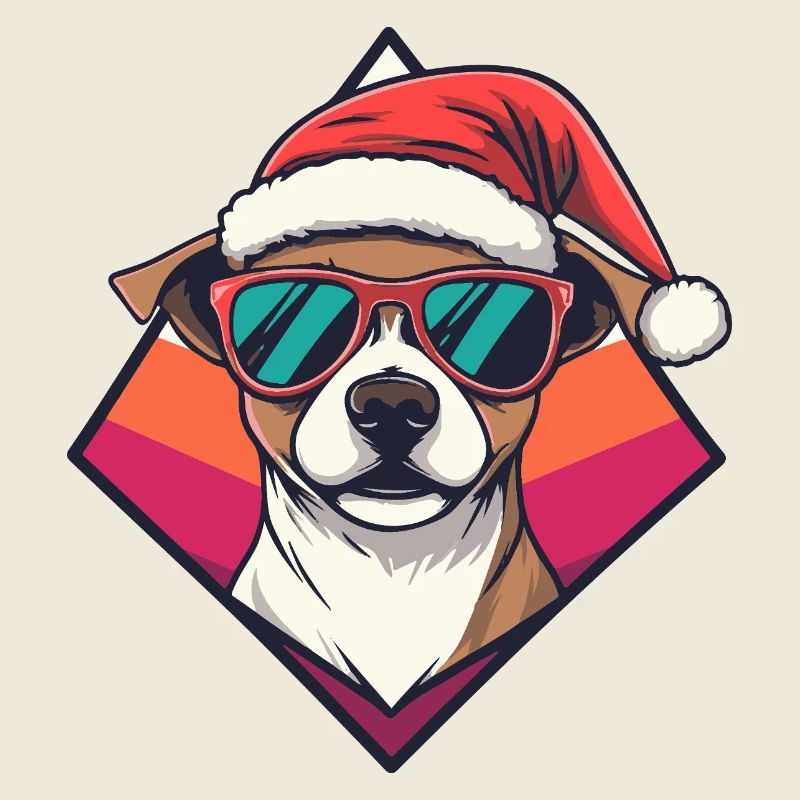 Le chien du Père Noël dans un diamant rétro