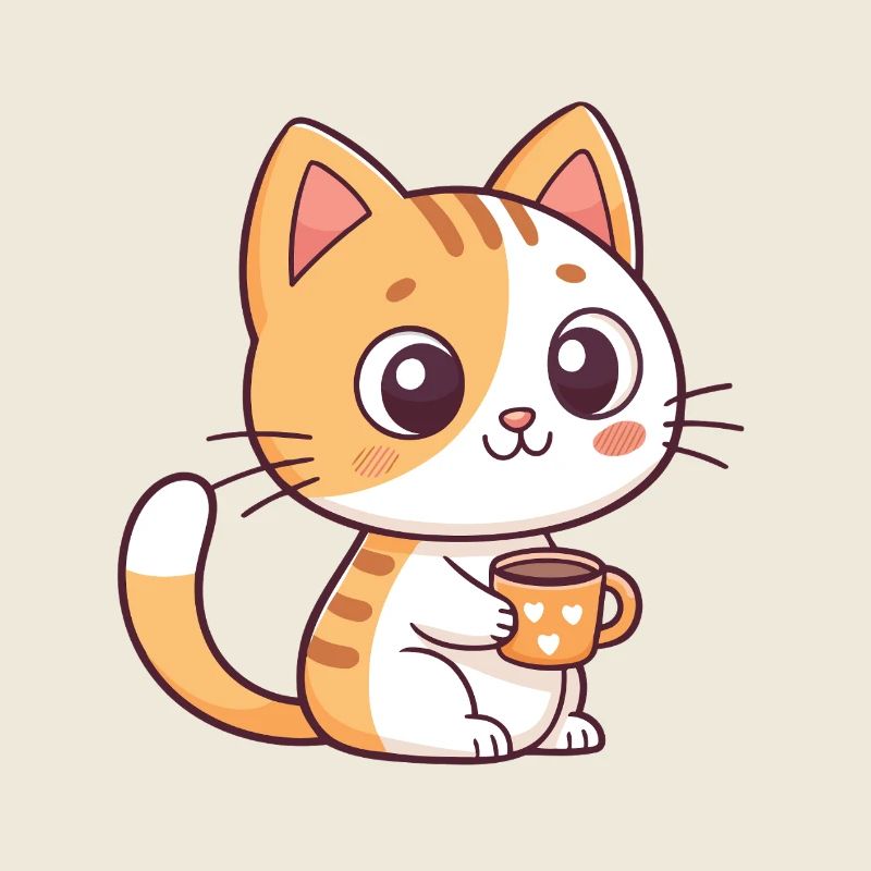 Süße Katze mit Teeherztasse