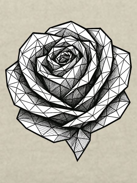 Geometric Rose Black & White