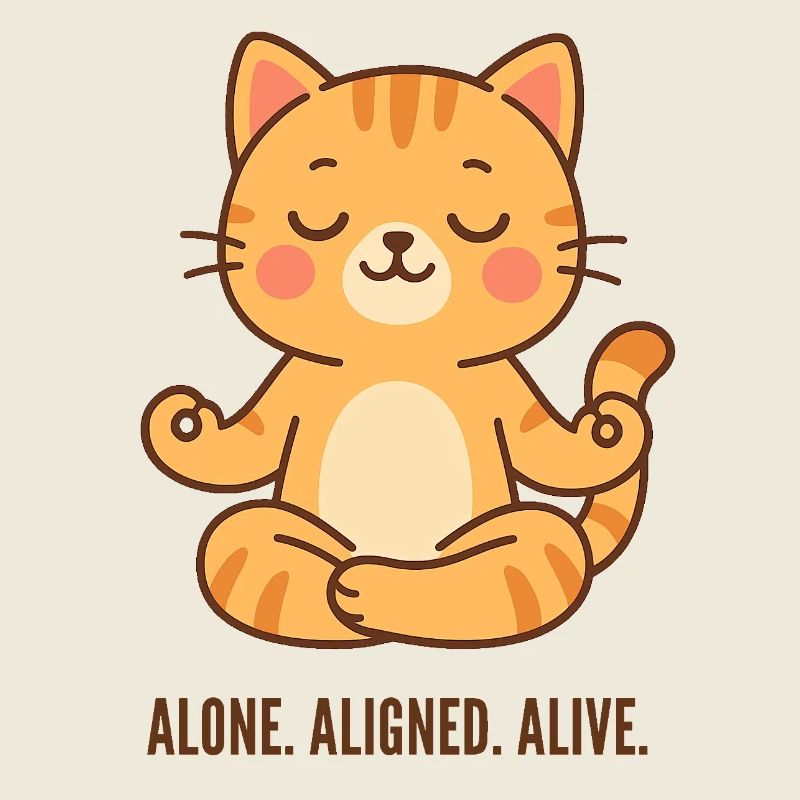 Chat méditant seul, aligné vivant