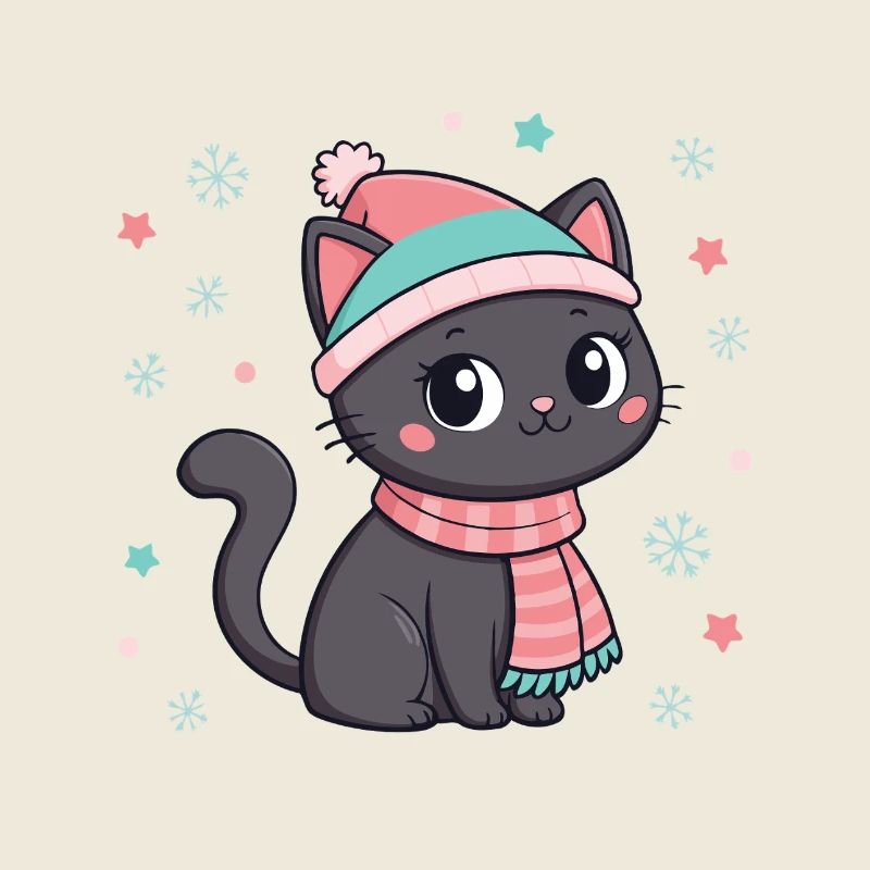 Winter Black Kitten