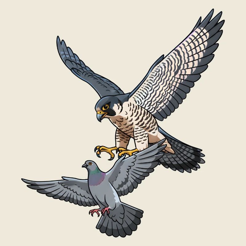Peregrine falcon catches pigeon