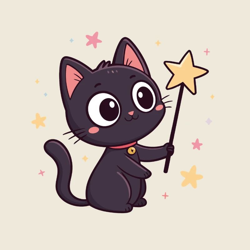 Chat magique et étoile