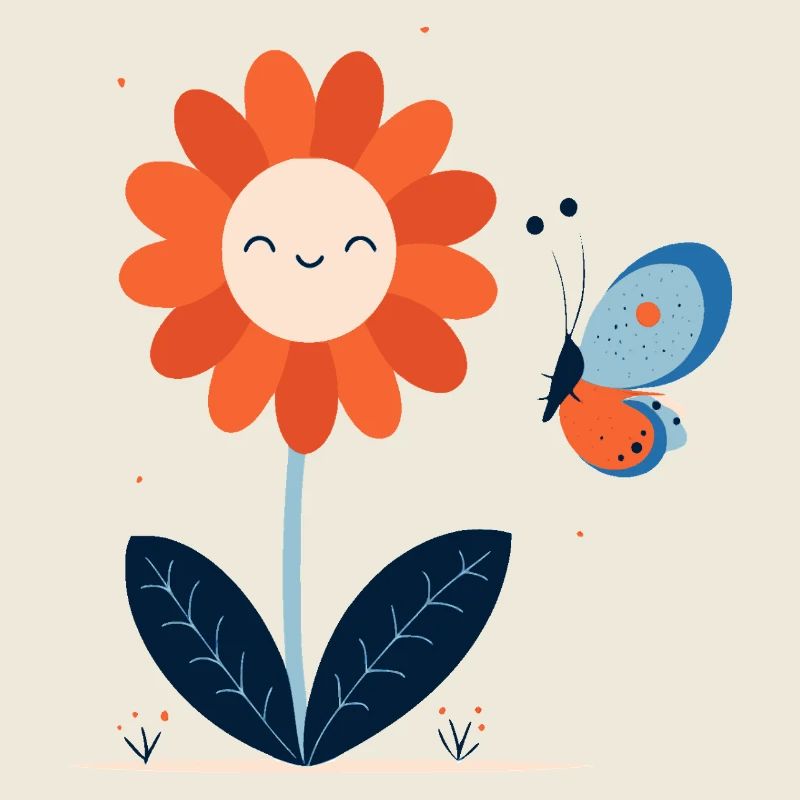 lachende Blume mit Schmetterling