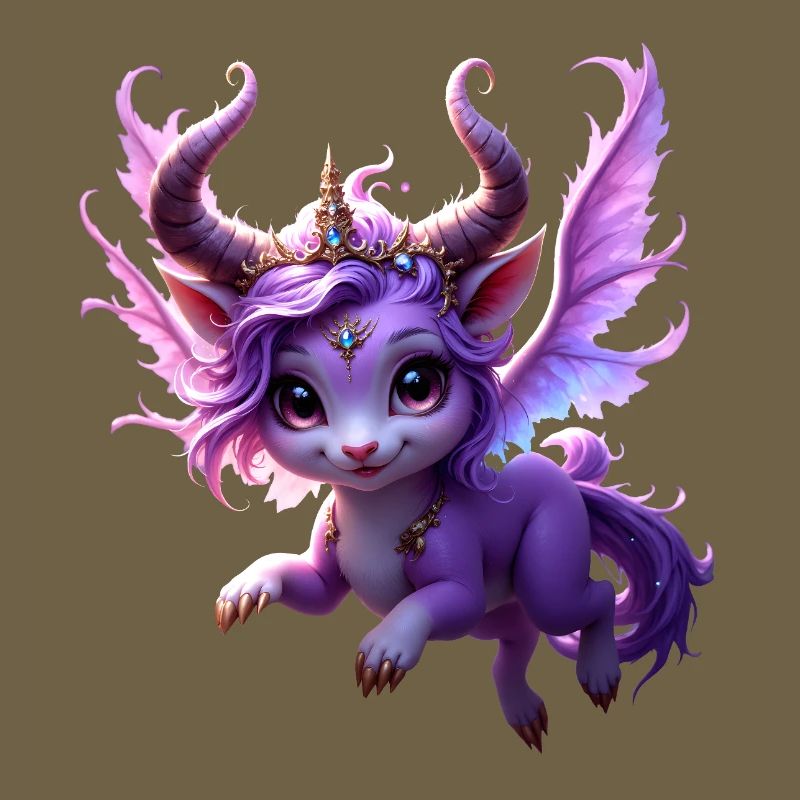 Lila Drache mit Krone