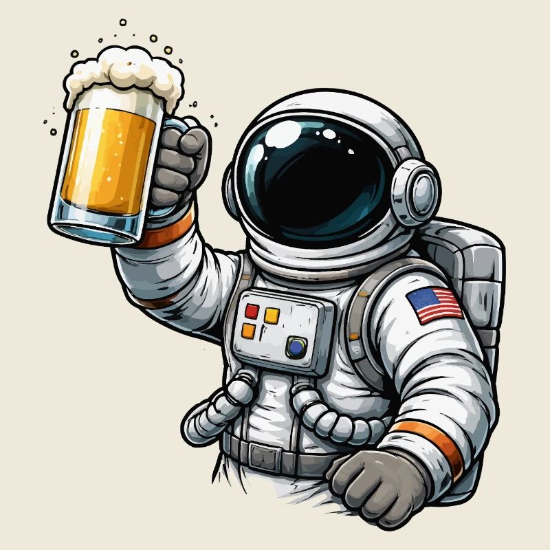 Astronaut mit Bierglas