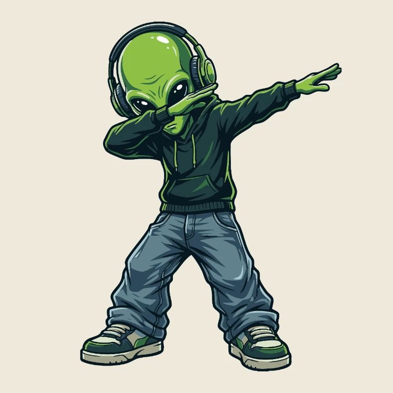 Extraterrestre en dab – Motif de dessin animé de science-fiction drôle